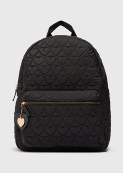 Matalan Girls Black Heart Quilted Backpack £14