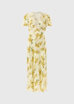 FLORAL LACE TRIM MIDI YELLOW £26
