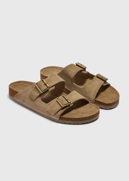 Khaki Real Suede Double Buckle Sandals £18
