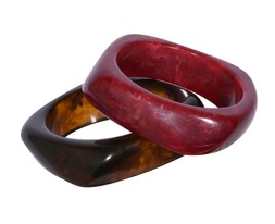 Red Pack Of 2 Angular Chunky Bangles, £13.99