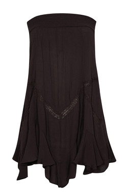Dark Brown Woven Asymmetric Lace Insert Midi Skirt £25.99