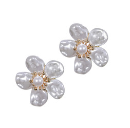 White Faux Pearl Flower Stud Earrings, £7.99