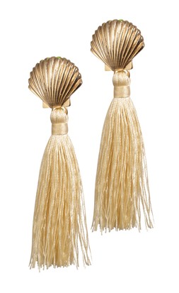 Gold Shell Thread Tassle Drop Earrings ,£8.99