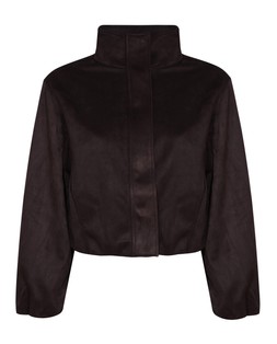 Dark Brown Faux Suede Bubble Hem Jacket, £39.99
