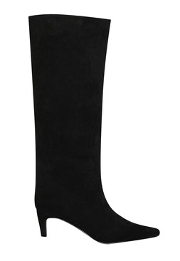 Black Faux Suede Low Stiletto Heel Knee High Boots, £59.99 (935858201)