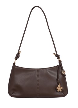 Brown Faux Leather Flower Charm Shoulder Bag, £17.99 (946504227)