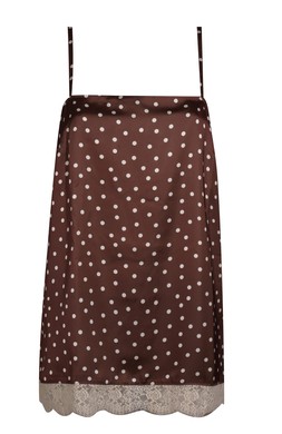 Brown Satin Polka Dot Lace Hem Cami Top, £25.99 (948567729)