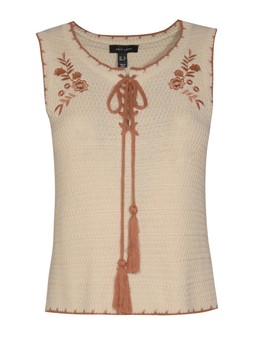 Cream Cotton Floral Embroidered Crochet Top, £24.99 (942897211)