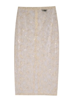Cream Sheer Sequinned Pencil Skirt, £29.99 (953170613)