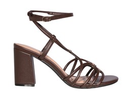 Dark Brown Faux Leather Strappy Hardware Block Heel Sandals, £33.99 (942474427)