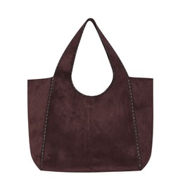 Dark Brown Faux Suede Braided Trim Tote Bag, £28.99 (946428227)