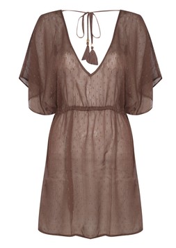 Dark Brown Sheer Sparkly Beach Kaftan Dress, £19.99 (938273127)