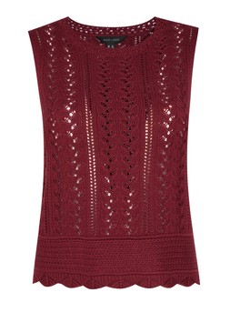 Dark Burgundy Cotton Rich Scallop Hem Pointelle Knitted Vest, £19.99 (942898767)