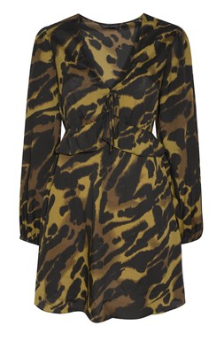 Green Animal Print Frilly Trim Mini Dress, £22.99 (941818839)
