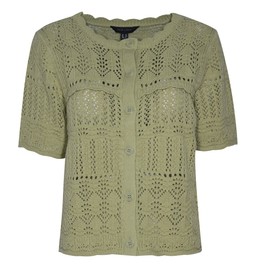 Green Cotton Rich Patterned Knit Short Sleeve Cardigan £24.99 (942939031)