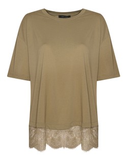 Khaki Lace Hem Boxy T-Shirt, £14.99 (949579833)