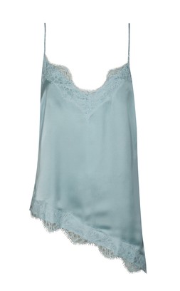 Light Blue Satin Asymmetric Lace Hem Cami Top, £23.99 (947037445)