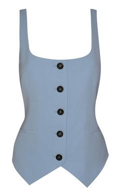 Light Blue Scoop Neck Button Up Waistcoat, £19.99 (946614945)