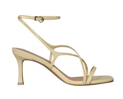 Light Yellow Faux Leather Square Toe Stiletto Sandals, £33.99 (944208088)