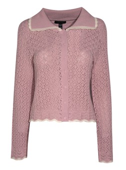 Lilac Cotton Rich Crochet-Look Knit Scalloped Collar Cardigan, £29.99 (943000859)