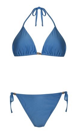 Mid Blue Shell Trim Triangle Bikini Top £14.99 & Mid Blue Shell Trim Side Tie Bikini Bottoms £12.99