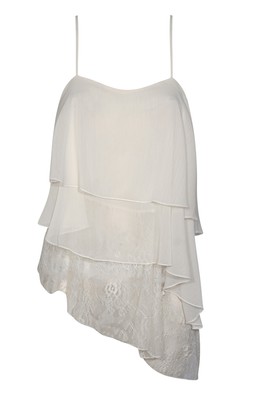 Off White Lace Asymmetric Tiered Cami Top, £29.99 (947713312)