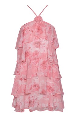 Pink Rose Print Ruffle Halterneck Mini Dress, £39.99 (952884079)