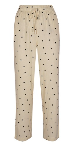 White Linen Rich Spot Print Wide Leg Trousers £32.99
