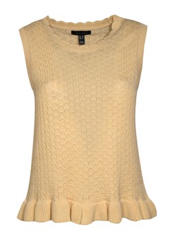 Yellow Cotton Rich Textured Knit Frill Hem Vest, £19.99 (943001389)