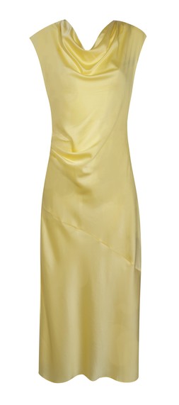 Yellow Relaxed Satin Cowl Neck Midi Dress, £33.99 (950640388)