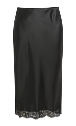 Black Satin Lace Trim Skirt, £26.99 (944850501)