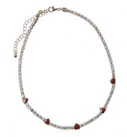 Gold Tone Diamante Chain Burgundy Heart Necklace, £7.99 (938271093)