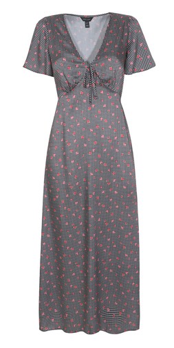 New Look Black Check Strawberry Print Satin Midi Dress £32.99 €44.99