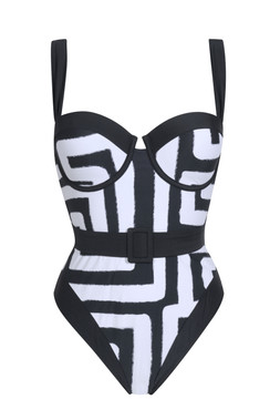 New Look Black Tummy Control Graphic Print Swimsuit £32.99