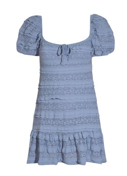 New Look Blue Square Neck Frilly Lace Mini Dress £31.99