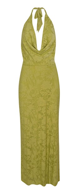 New Look Green Jacquard Cowl Halterneck Midi Dress £45.99 €59.99