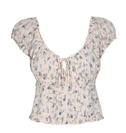 New Look Off White Floral Print Pintuck Milkmaid Top £25.99 €33.99