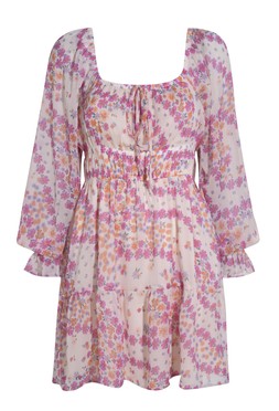 New Look White Floral Print Chiffon Long Sleeve Milkmaid Mini Dress £29.99