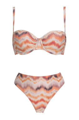 Orange Textured Tie Dye Metallic Print Underwire Bikini Top, £19.99 -921904980 & Orange Tie Dye Metallic Print Textured High Waisted High Leg Bikini Briefs £14.99 - 922055180