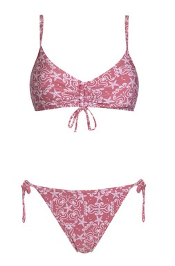 Pink Starfish Print Ruched Crop Bikini Top, £16.99 - 922222079 & Pink Starfish Print Tie Side Bikini Bottoms, £10.99 - 922222179