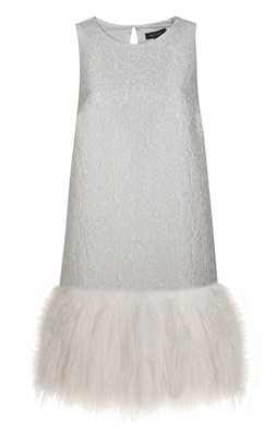 White Jacquard Feather Trim Mini Dress, £59.99 (935550810)