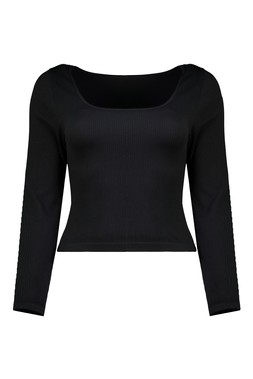 Black Scoop Neck Top