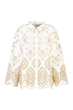 Schiffli Gold and White Shirt