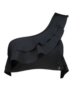 Black Ruffle One Shoulder Bikini Top