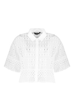 White Geo Broderie Shirt