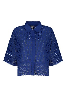 Blue Geo Broderie Shirt