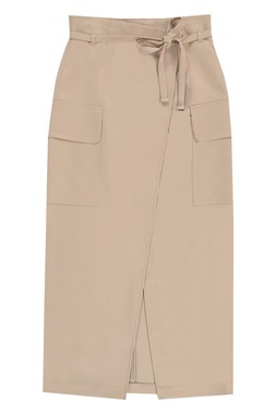 Neutral Formal Cargo Midi Skirt