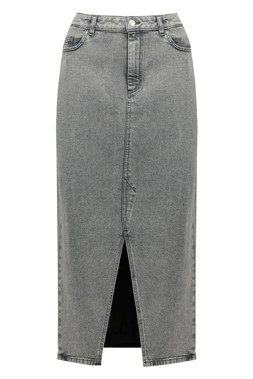 Grey Denim Maxi Skirt
