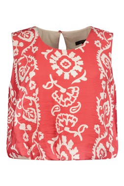Red White Sicily Print Co Ord Crop Top