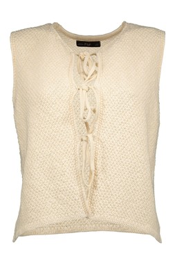 Neutral Tie Front Knitted Waistcoat